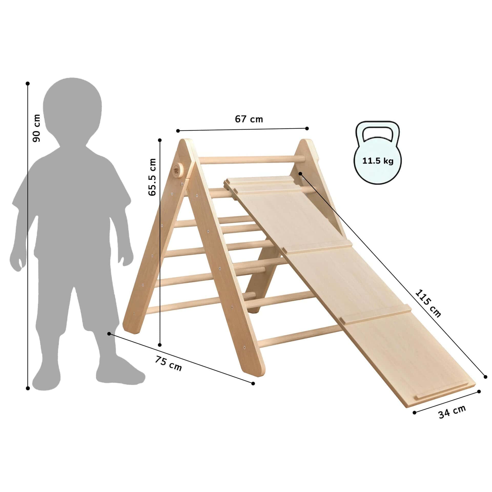 Pikler Driehoek met Dubbelzijdige Plank – Naturel