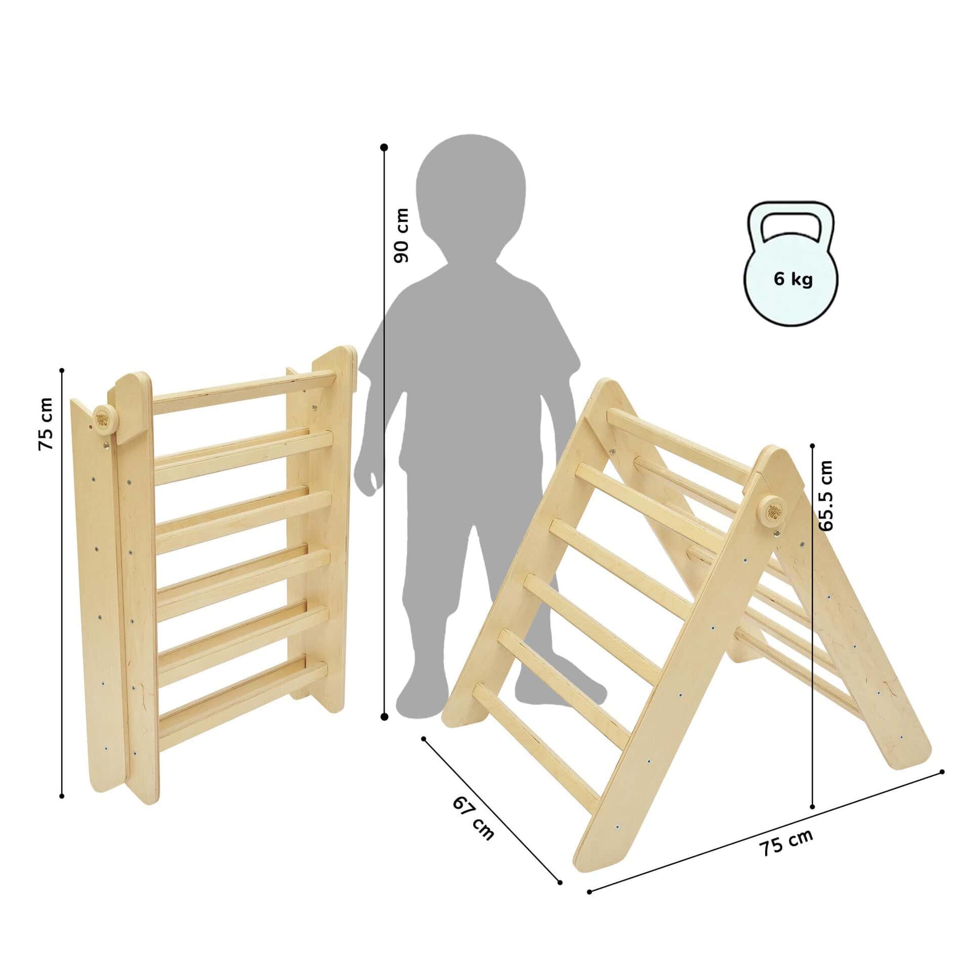 Pikler Driehoek met Dubbelzijdige Plank – Naturel