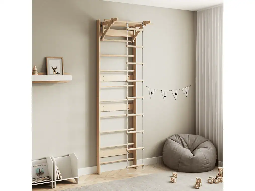 EVERGYM Touwladder – Houten Klimladder voor Kinderen | BusyKids - Afbeelding 2